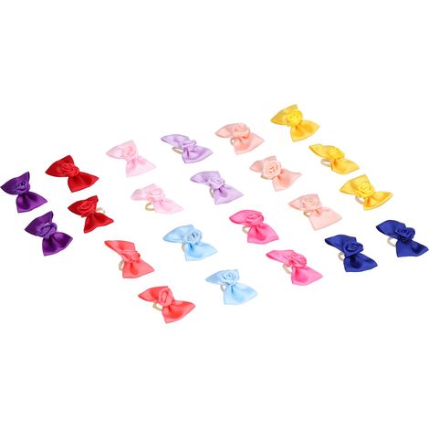 Noeud Pour Chien - Accessoire Coiffure Avec Élastique - Pour Chats Et Lapins - Lot De 5 Couleurs (1/5)