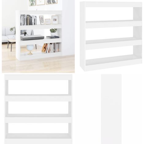 Estantería de libros/divisor de espacios blanco 100x30x103 cm - Separador de ambientes - Estantería decorativa