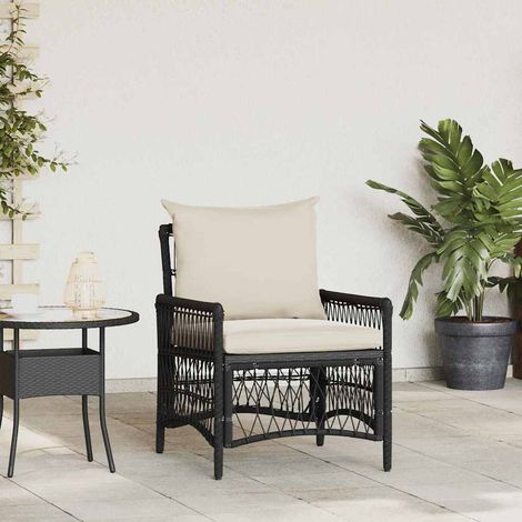 vidaXL Sedia da Giardino con cuscino Nero 73 x 61 x 77 cm (1/5)