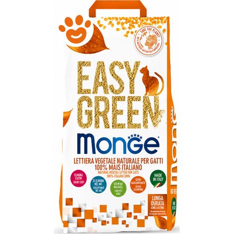 Monge Cat Lettiera Vegetale Easy Green Mais - Confezione 7 Kg - Lettiere
