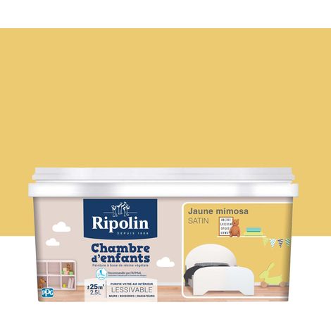 Peinture satinée RIPOLIN Chambre d'enfants Jaune mimosa 2,5 L