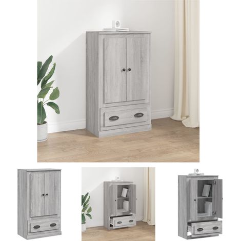 Stauraum - vidaXL Highboard Grau Sonoma 60x35,5x103,5 cm Holzwerkstoff - Wandhalterung (1/5)