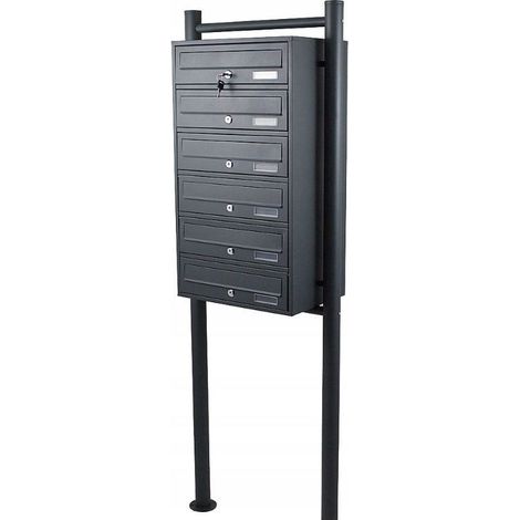 Boîtes aux lettres collectives pour 6 sur pieds anthracite (1/3)