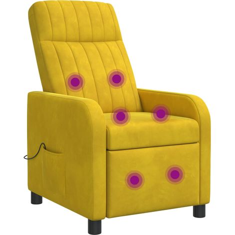 Massage Recliner Yellow Velvet vidaXL