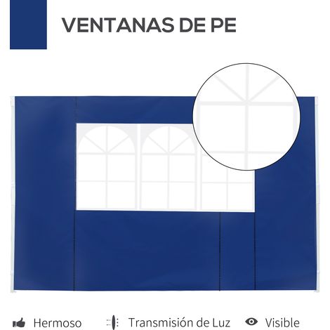 Deux parois latérales pour tonnelles 3 x 3 m, 300 x 200 cm, parois de rechange pour tonnelle en toile Oxford avec fenêtre, pour jardin, extérieur, fêtes, bleu (1/5)