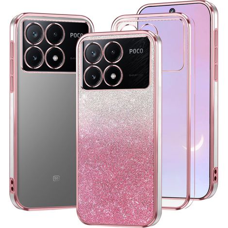Schutzhülle für Xiaomi Poco X6 Pro 5G, Glitzer mit Kameraschutz, Pink (1/4)