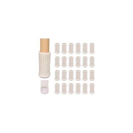 24 fundas de punto antideslizantes para sillas y muebles, para evitar arañazos y reducir el ruido, fáciles de mover, color beige - Crezuo