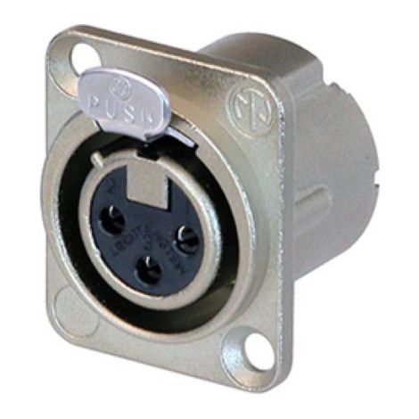 Neutrik - Embase Xlr, 3 Points Femelle, Argente, Nickel, Type D (1/2)