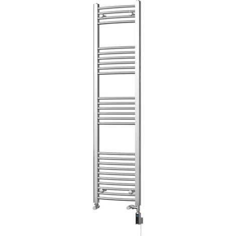 Zennor - Chrome Dual Fuel Towel Rail H1600mm x W400mm Thermostatic WIFI - Curved (1/3)
