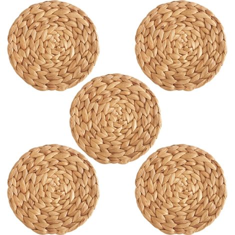 Bardusch - Sets de table ronds de 10 cm, lot de 5, sets de table en rotin tressé (1/4)