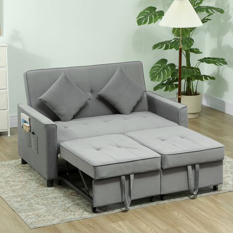 Divano 4 in 1, divano regolabile, divano letto, con cuscini, rivestimento in tessuto, per soggiorno, camera da letto, grigio (1/5)