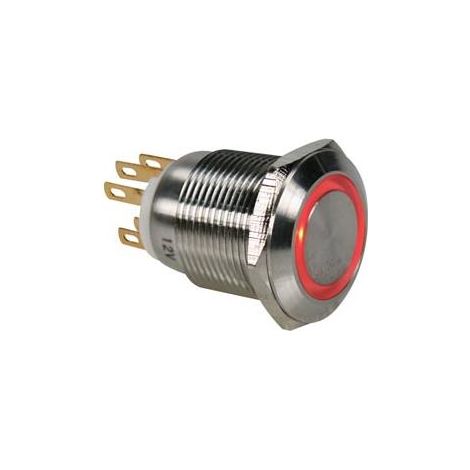 Botón pulsador de acero inoxidable SPDT 1NO 1NC - Anillo rojo - 19mm (1/2)