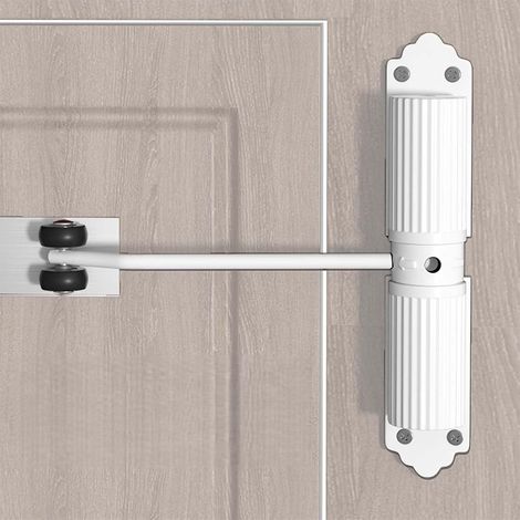 Ferme-porte automatique intérieur , blanc, installation sans perçage, convient aux portes d'entrée (1/5)
