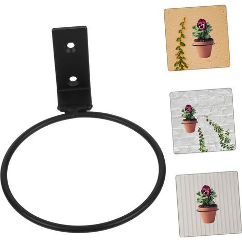 Soporte mural flexible para macetas de hierro, diámetro 20 cm, negro, adecuado para jardín y balcón, 1 pieza (1/5)