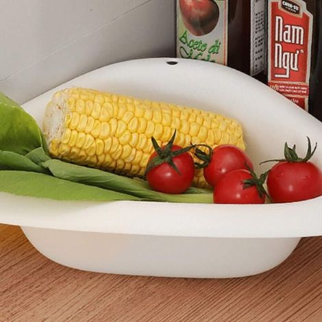 Filtro per lavello, griglia di scarico, filtro triangolare per lavello da cucina, porta spugna per angolo cucina/bagno, bianco, taglia unica (1/4)