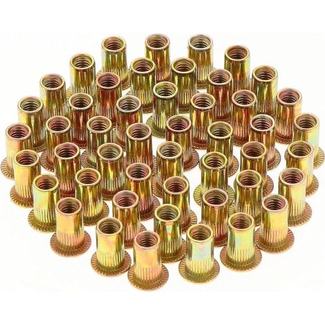 150pcs M5 Flat Head Threaded Rivet Nuts, Threaded Rivet Nuts, M5 Threaded Rivet Insert Assortment for Metal and Plastic (10mm x 13mm)