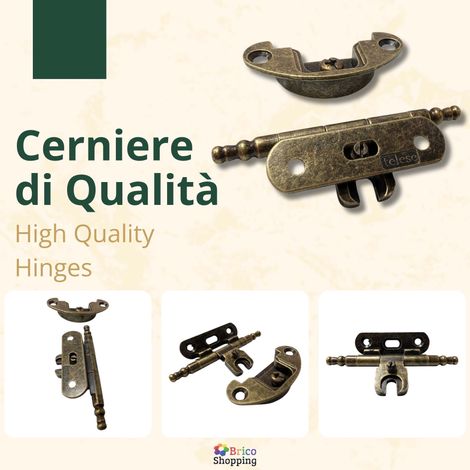 Cerniera Per Armadio Cerniere Per Mobili Speciale Anticata Stile Arte Povera A58 - Colore: Bronzato (1/5)