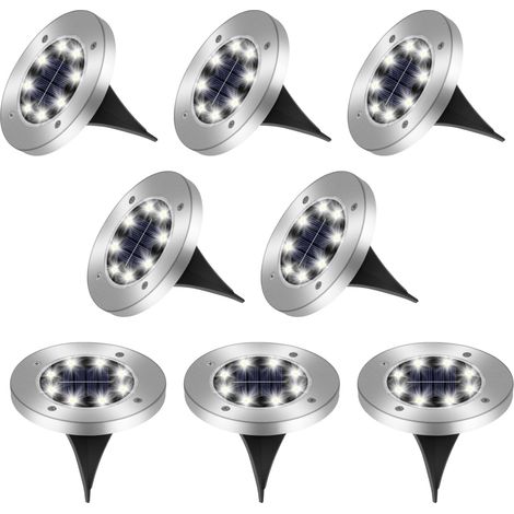 Rnemitery – Lot de 8 lampes solaires extérieures LED – Étanchéité IP65 – Couleur blanc froid – Installation facile pour jardins et terrasses (1/8)