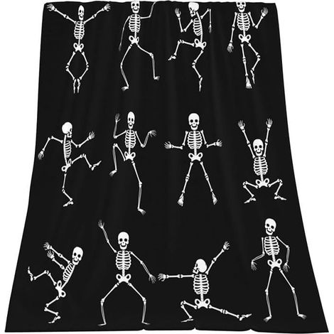 Couverture d'Halloween - Couverture d'Halloween en peluche - Décoration d'Halloween douce et confortable en flanelle grise pour canapé, lit ou salon - 127 x 152 cm - Style 2 (1/2)