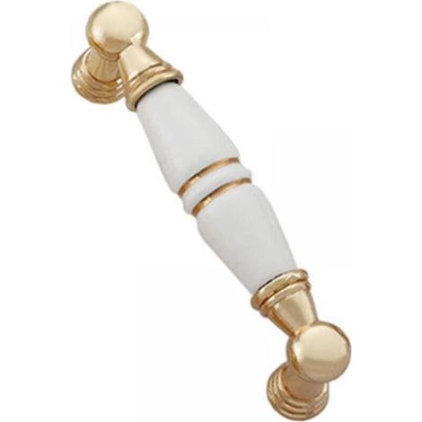 Juego de 6 tiradores para armarios y muebles, fabricados en aleación de zinc blanco y cerámica, para cajones y alacenas de cocina.