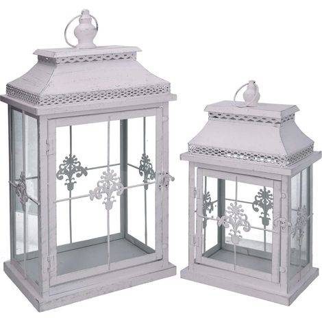 Lanterna 2pz bianco argento decorazione interno idea regalo h47 (1/3)