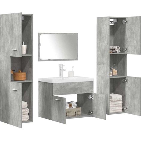 Set muebles de baño 5 piezas madera ingeniería gris hormigón