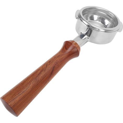 Portafiltre sans fond 58mm acier inoxydable pour NOWWA cafetière F, poignée bois détachable, panier 58mm (1/5)