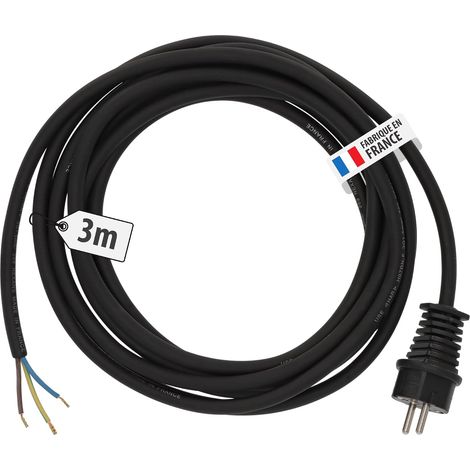 Rallonge 3m de câble avec extrémité dégainée, Fabrication Française 1169131 Noir (1/5)