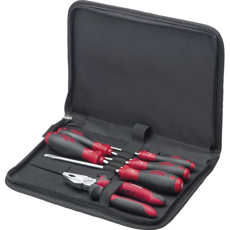 Wiha Werkzeug Set Mechaniker mit Schraubendrehern und Kombizange I 7-teilig inklusive praktischer Werkzeugmappe (33970)