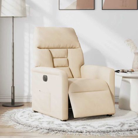 vidaXL Fauteuil inclinable électrique beige tissu microfibre (1/5)