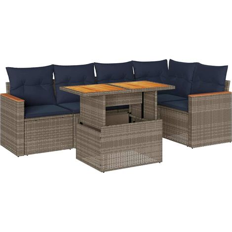 vidaXL Set Divano da Giardino 6 pz con Cuscini Grigio in Polyrattan (1/5)