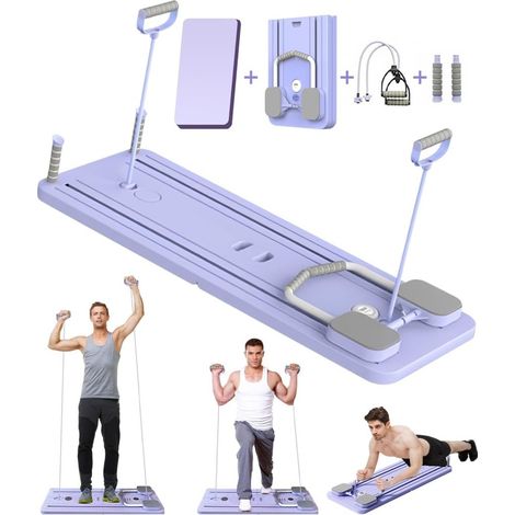 Faltbares Pilates-Board mit Ab-Roller und Widerstandsband, lila – Bauchmuskeltrainer – Pilates-Trainer (1/5)