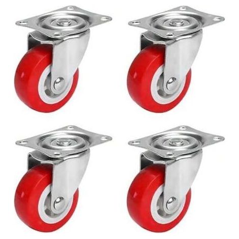 Lot de 4 Roulettes 37mm Polyuréthane - Silencieuses Sans Traces pour Meubles Lourds Palettes (120kg) (1/4)