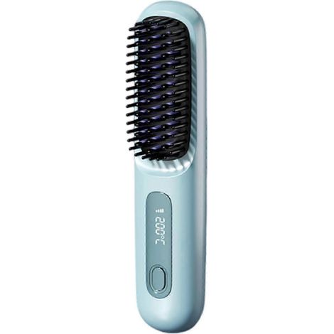 Brosse lissante portable, peigne lissant rechargeable (bleu) (1/5)