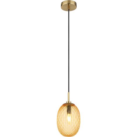 Globo - lámpara colgante - DEVIN - dorado - vidrio - Ø 15cm - E14