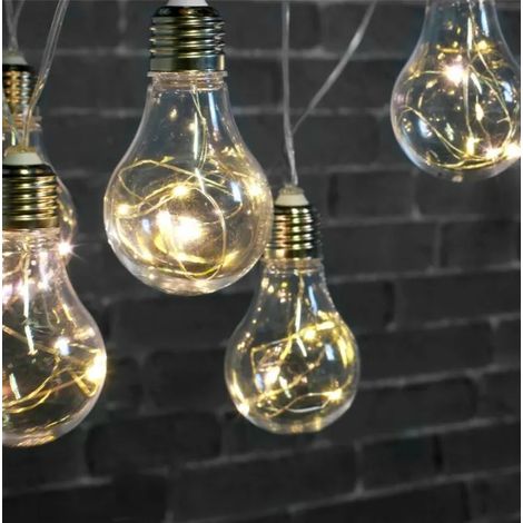 Guirlande Ampoules Micro-led 5m - Guirlande 10 Ampoules Blanc Chaud - Guirlande Lumineuse avec Prise pour Décoration Intérieure (1/4)