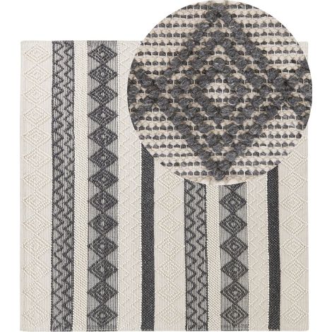 Teppich DAVUTLAR Hellbeige 200 x 200 cm Wolle