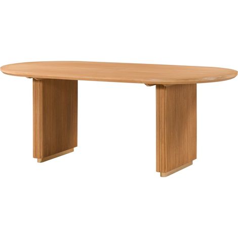 Esstisch oval Mango 220x100x76 natur lackiert / Marmor weiß BARCELONA 525Massivmoebel24