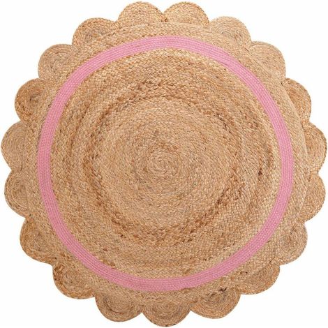 Tapis rond pompons 90 cm jute polycoton Rosaly (1/4)