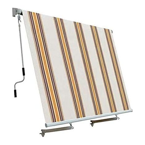 Tenda da sole a caduta con bracci tenda da balcone 2,45 x 2,45 metri beige rigato tenda parasole per balconi