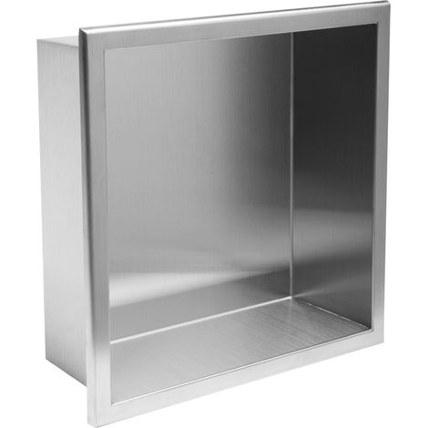 Built-in Stainless Steel Bathroom Shelf 30X30 Brushed Steel (1/5)