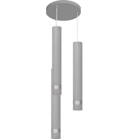 Helam TUBA Plafonnier Suspendu Cluster Gris, Chrome 30cm