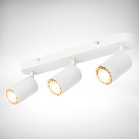 Plafonnier orientable, plafonnier GU10, lampe à 3 flammes, Luminaire de plafond, lampe de salon, lampe de chambre, lampe de cuisine, longueur 39 cm, blanc (1/5)