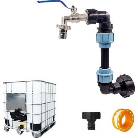 Robinet IBC 1000L 3/4" avec filetage – Robinet de cuve surélevé en alliage – Pour réservoir de récupération d’eau de pluie (1/5)