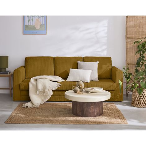 Marilia - 3-sizter sofa - schlaffunktion déplimousse - aus cordstoff - gelb