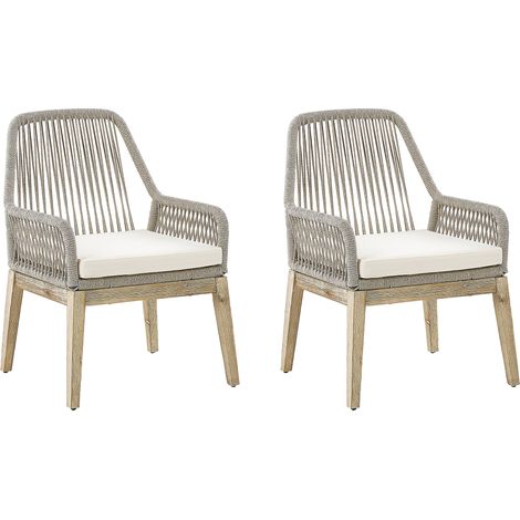 Conjunto de 2 sillas de comedor exterior de polipropileno estructura de acero beige Olbia (1/5)