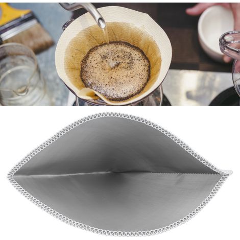 Filtre à café réutilisable en acier inoxydable pour méthode à verser, cône 1‑2 tasses (1/5)