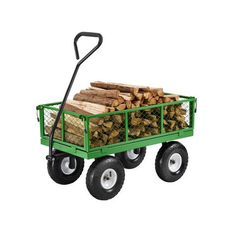 Bollerwagen 300 kg, Transportwagen, Gartenwagen, Gerätewagen, Handwagen aus Metall für den Außenbereich mit Reifen, abnehmbaren Seitenteilen aus Netzmaterial & um 180° drehbarem Griff (1/5)
