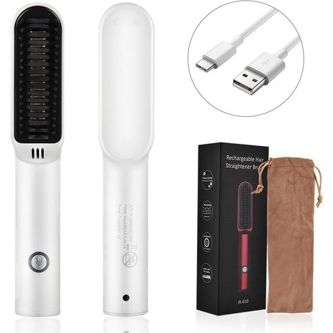 Peigne à friser professionnel sans fil USB à air chaud - Noir (1/5)