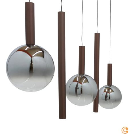 [NEUWERTIG] B-Ware Paul Neuhaus Hängeleuchte Pendelleuchte Led Bowl Braun Grau Glas Eisen 100 Cm